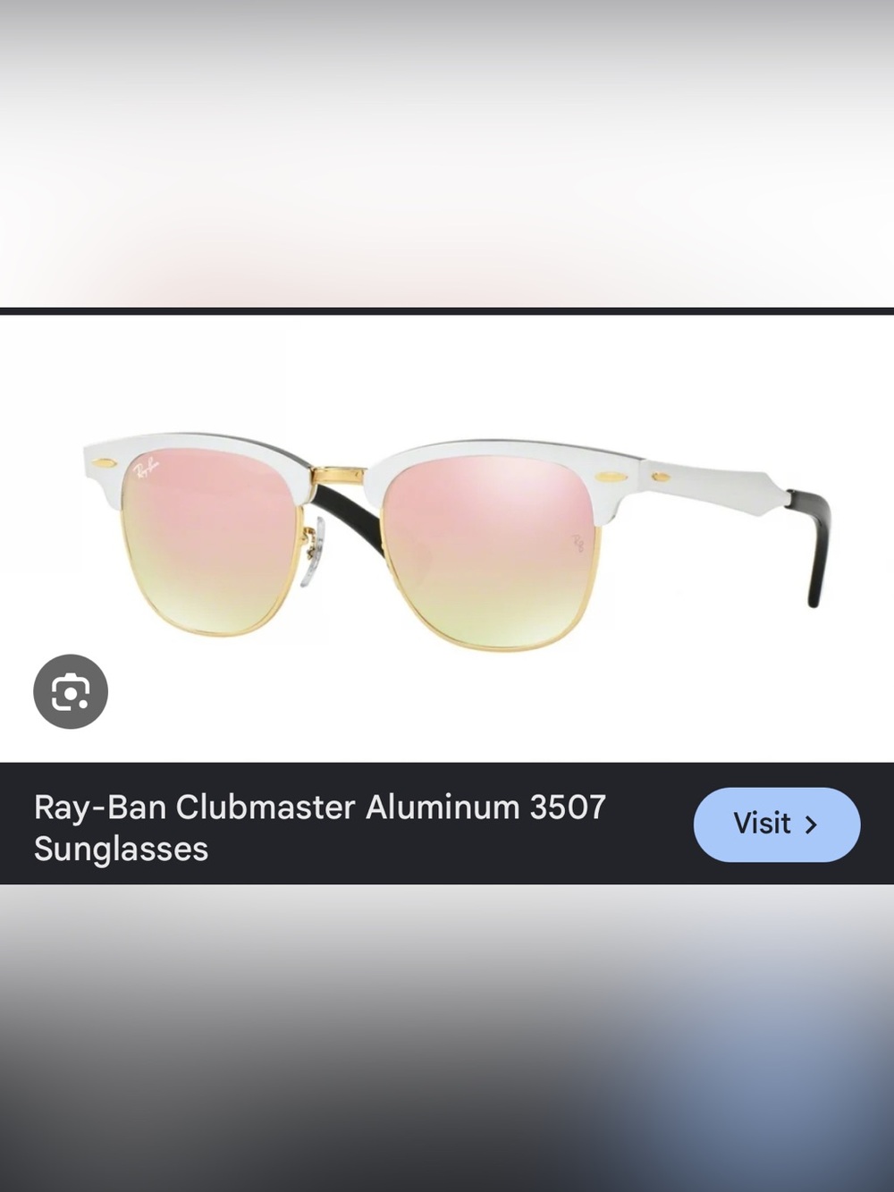Clubmaster-Style Sunglasses in White and Gold with Pink Gradient Lenses